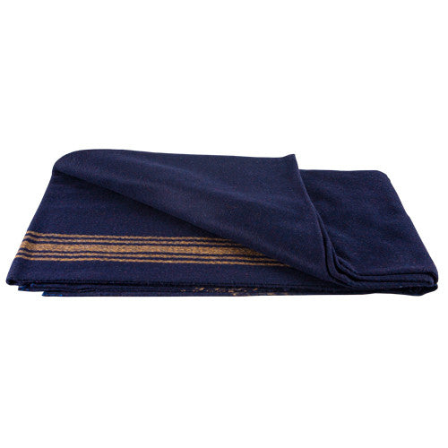 Fox Mustard-Striped Navy Wool Blanket