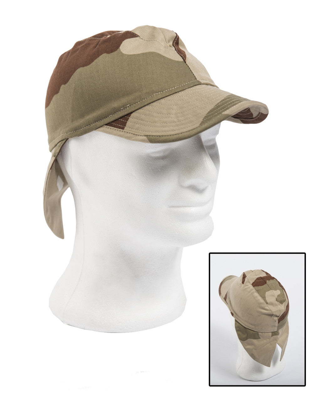 French Desert Camo Field Cap with Flap, French Military Surplus