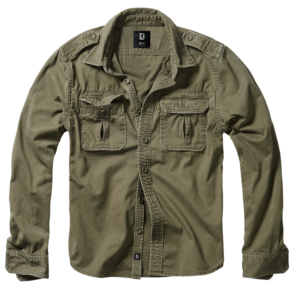 Brandit Rugged Shirt Long Sleeve: Olive Drab