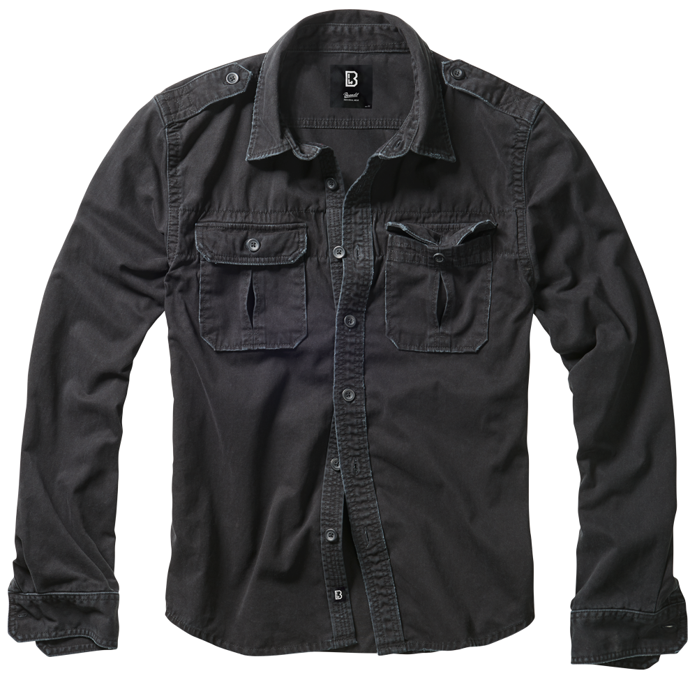 Brandit Rugged Shirt Long Sleeve: Black