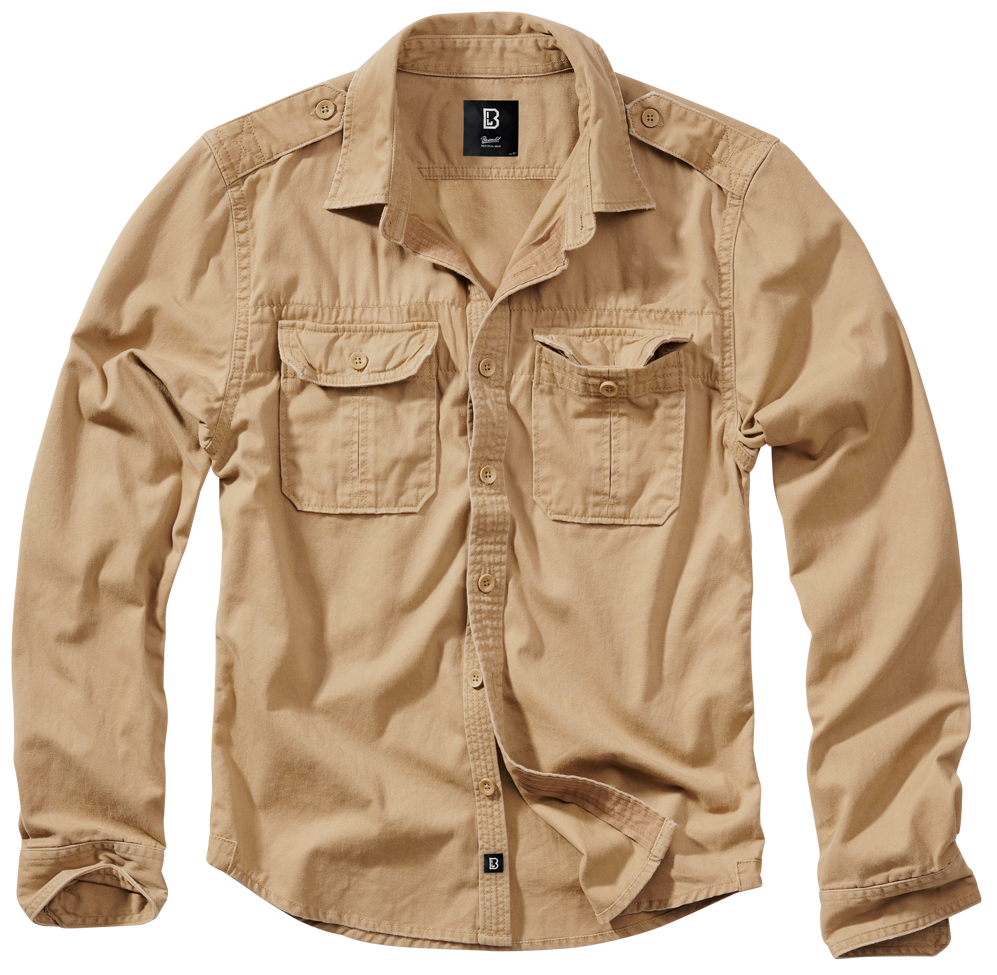 Brandit Rugged Shirt Long Sleeve: Camel