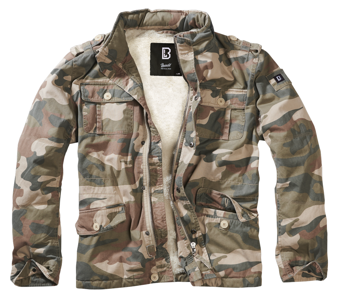 Brandit Sherpa-Lined Field Jacket: Light Woodland Camo