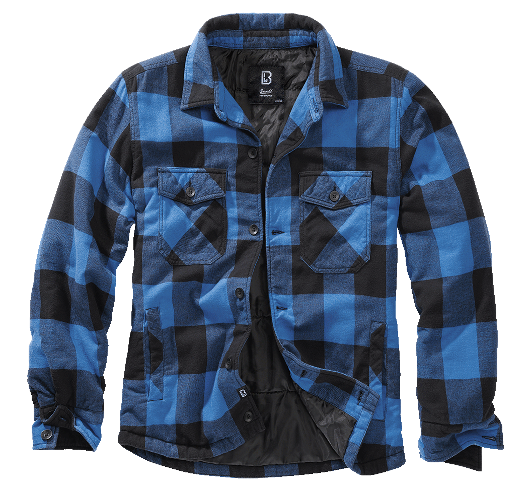 Brandit Quilted Flannel Lumber Jacket: Blue / Black