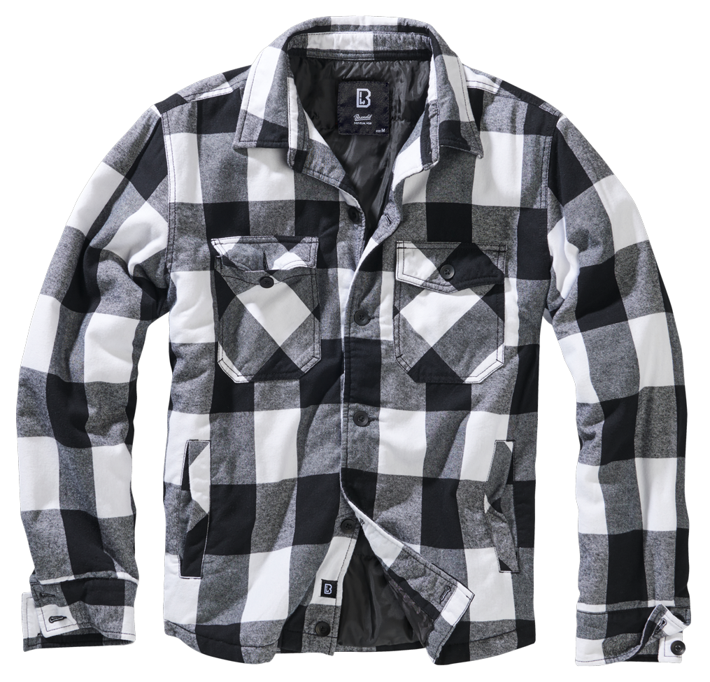 Brandit Quilted Flannel Lumber Jacket: White / Black
