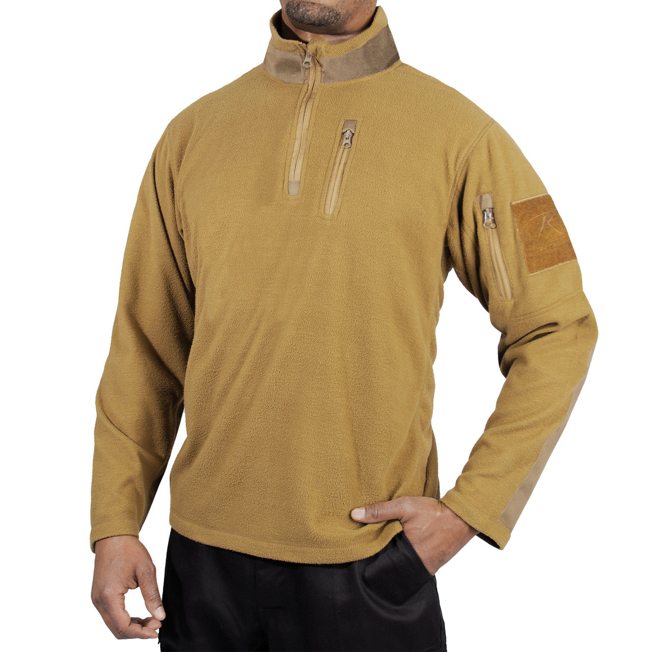 Rothco Quarter Zip Fleece Pullover: Coyote Brown