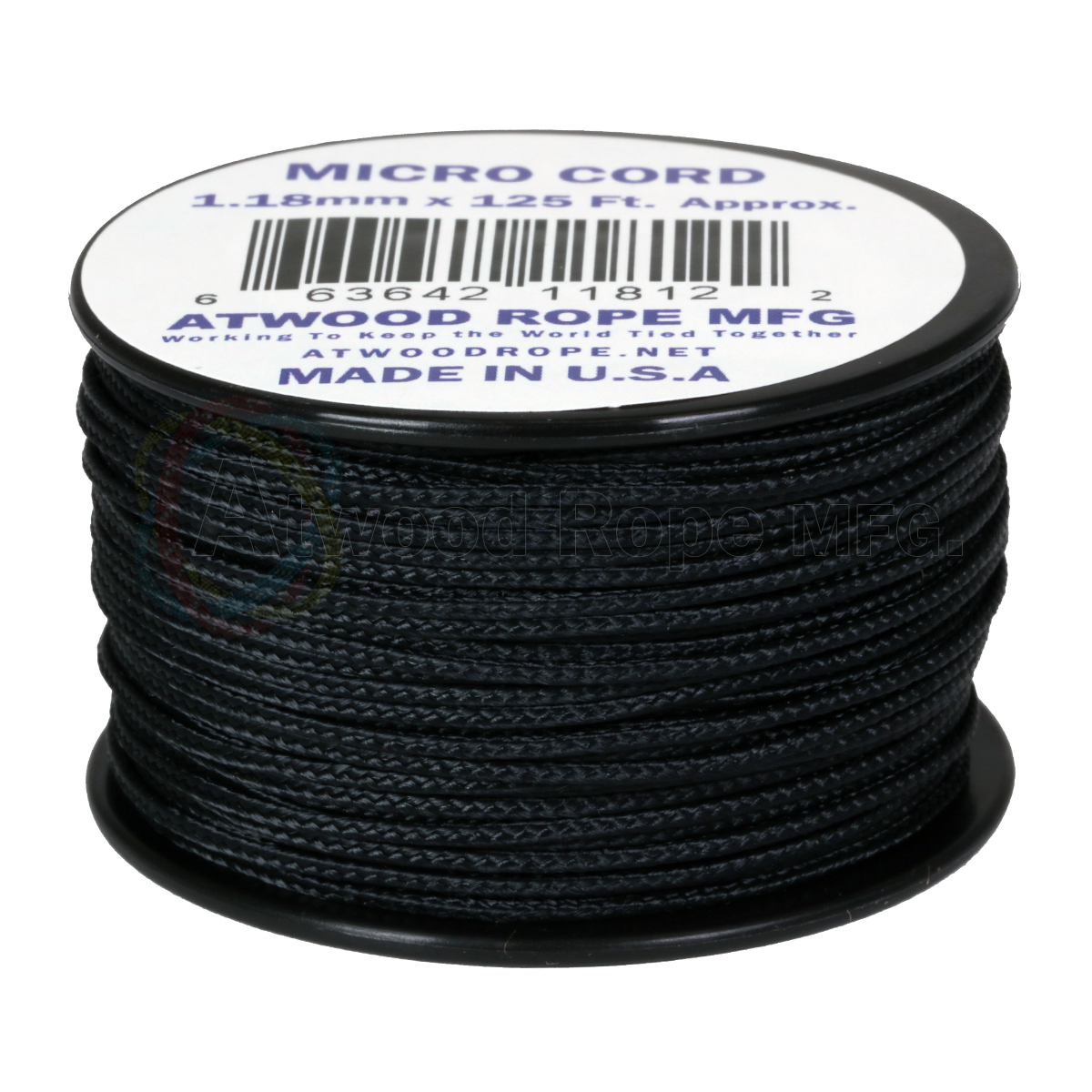Atwood Rope, Micro Cord, US Made: Black